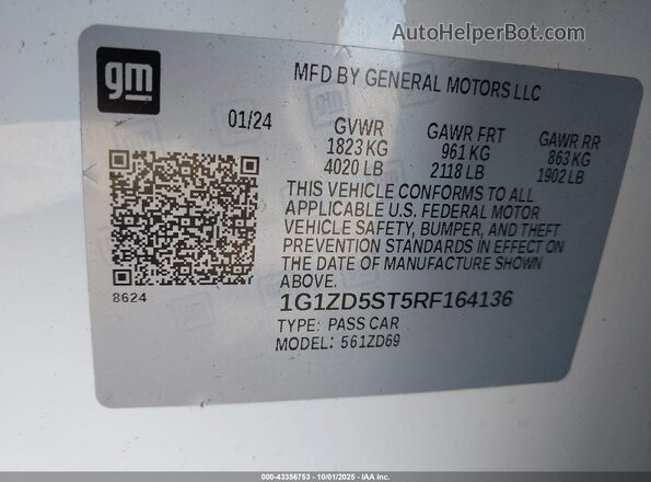 1G1ZD5ST5RF164136 2024 CHEVROLET MALIBU White Widok komory silnika