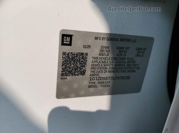 1G1ZD5ST7LF079726 2020 CHEVROLET MALIBU White Вид підкапотного простору
