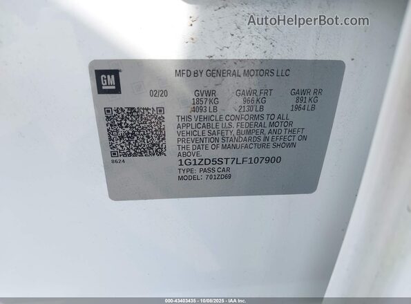 1G1ZD5ST7LF107900 2020 CHEVROLET MALIBU White Engine compartment view