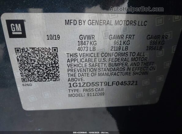 1G1ZD5ST9LF045321 2020 CHEVROLET MALIBU Navy Widok komory silnika