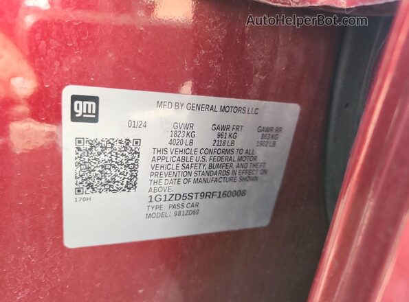 1G1ZD5ST9RF160008 2024 CHEVROLET MALIBU Red Вид наклейки з VIN-кодом