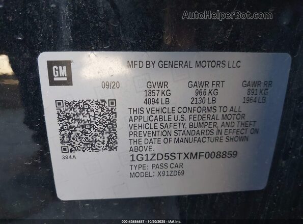 1G1ZD5STXMF008859 2021 CHEVROLET MALIBU Черный Вид подкапотного пространства