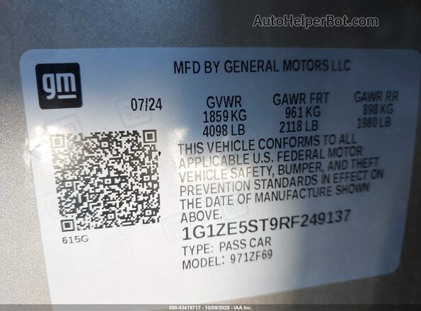 1G1ZE5ST9RF249137 2024 CHEVROLET MALIBU Бежевый Вид подкапотного пространства