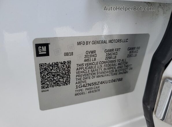 1G4ZN5SZ4KU104788 2019 BUICK LACROSSE White 