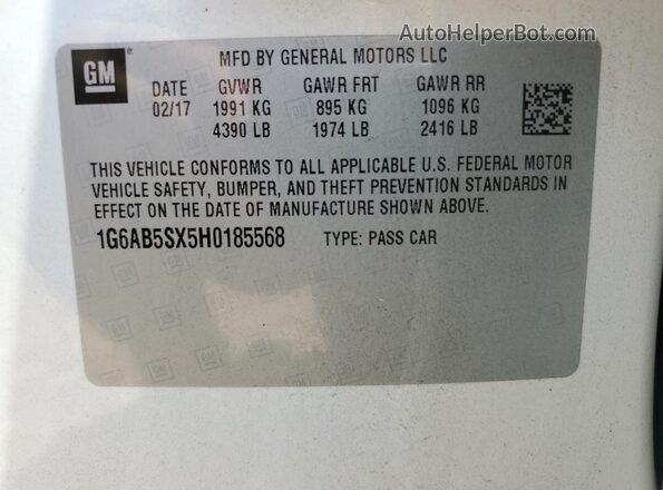 1G6AB5SX5H0185568 2017 CADILLAC ATS White 