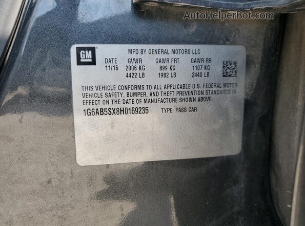 1G6AB5SX8H0169235 2017 CADILLAC ATS Gray 