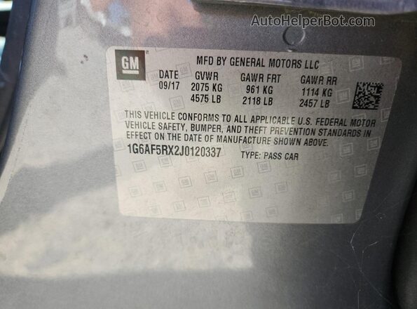 1G6AF5RX2J0120337 2018 CADILLAC ATS Серый 