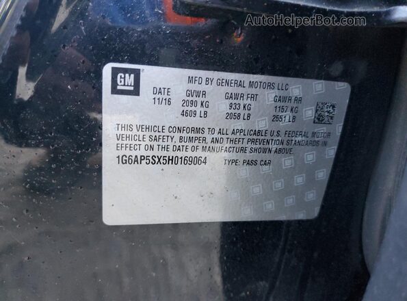 1G6AP5SX5H0169064 2017 CADILLAC CTS Черный 