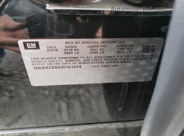 1G6AX5SS8J0161874 2018 CADILLAC CTS Black Widok komory silnika