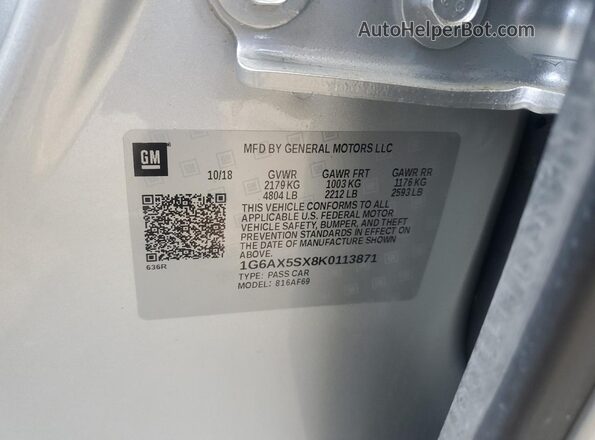 1G6AX5SX8K0113871 2019 CADILLAC CTS Silver Engine compartment view