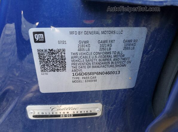 1G6D65RP6N0460013 2022 CADILLAC CT4 Blue 