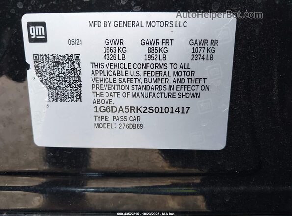 1G6DA5RK2S0101417 2025 CADILLAC CT4 Black Շարժիչի բաժամունքի տեսք
