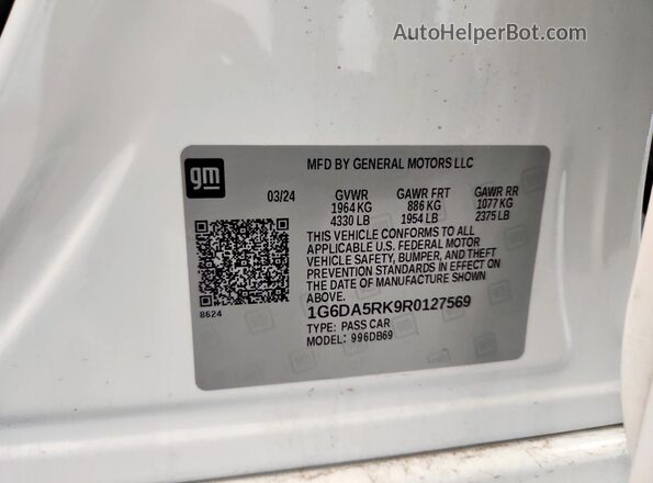 1G6DA5RK9R0127569 2024 CADILLAC CT4 White Widok komory silnika