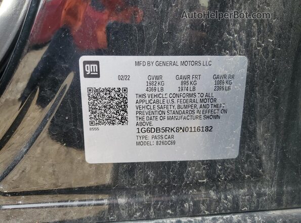 1G6DB5RK8N0116182 2022 CADILLAC CT4 Черный Вид наклейки с VIN-кодом