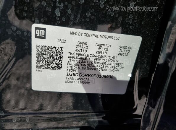 1G6DG5RK9P0105938 2023 CADILLAC CT4 Black VIN կոդի պիտակի տեսք