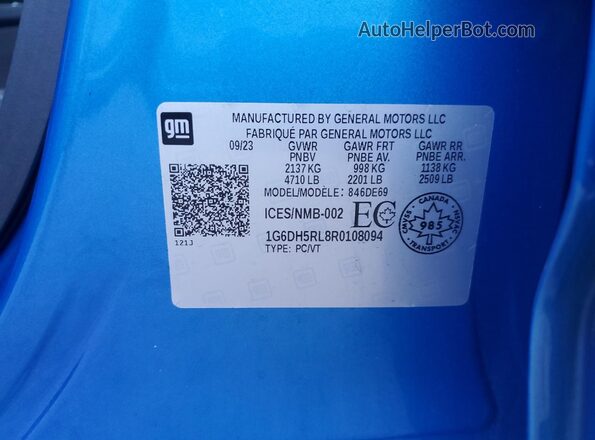 1G6DH5RL8R0108094 2024 CADILLAC CT4 Blue Widok naklejki z numerem VIN