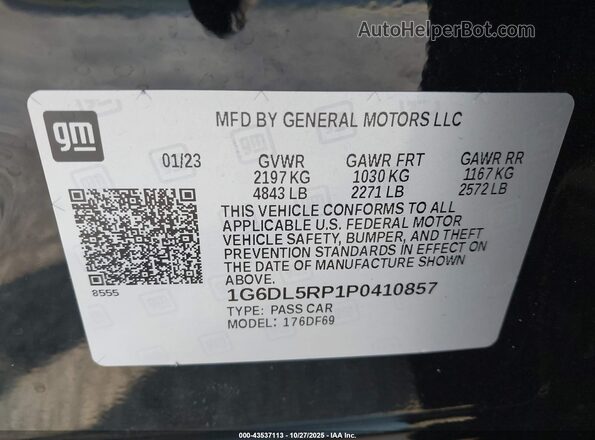 1G6DL5RP1P0410857 2023 CADILLAC CT4 Black Vista del compartimento del motor