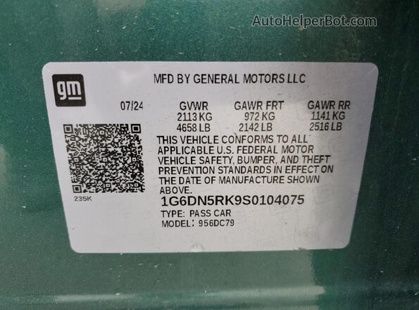 1G6DN5RK9S0104075 2025 CADILLAC CT5 Green Widok komory silnika