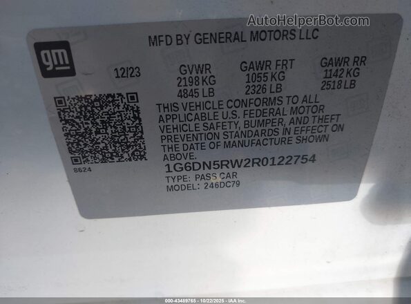 1G6DN5RW2R0122754 2024 CADILLAC CT5 White Engine compartment view