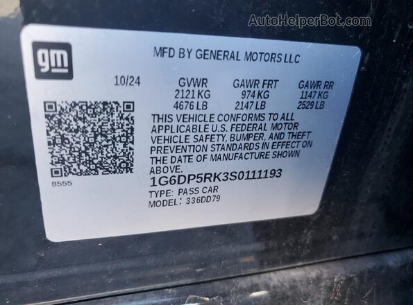 1G6DP5RK3S0111193 2025 CADILLAC CT5 Black Widok komory silnika