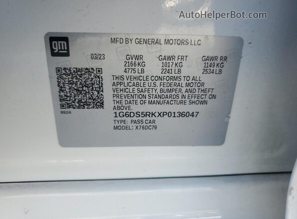 1G6DS5RKXP0136047 2023 CADILLAC CT5 White Вид підкапотного простору