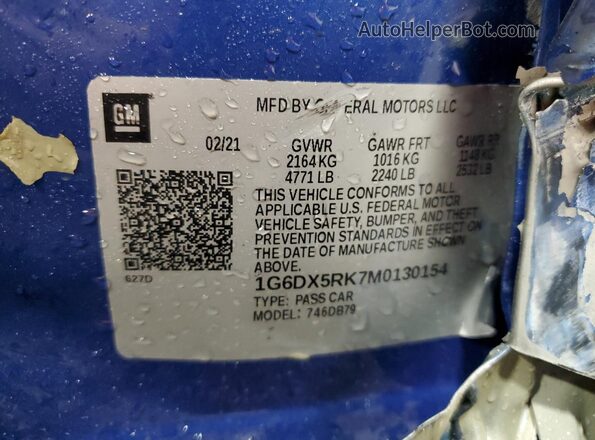 1G6DX5RK7M0130154 2021 CADILLAC CT5 Синий Вид подкапотного пространства