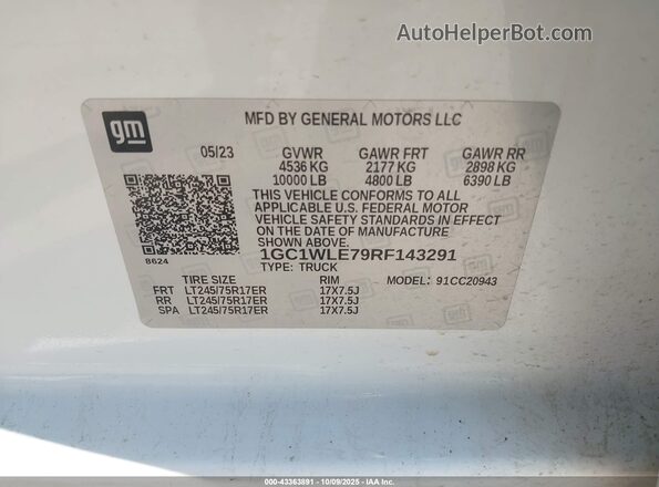 1GC1WLE79RF143291 2024 CHEVROLET SILVERADO White Widok komory silnika