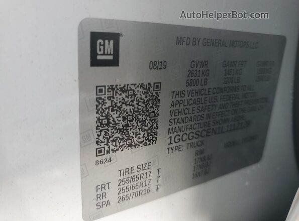 1GCGSCEN1L1112139 2020 CHEVROLET COLORADO White Vista del compartimento del motor