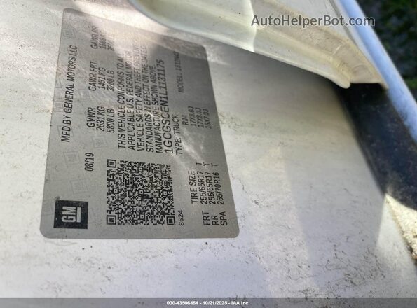 1GCGSCEN1L1131175 2020 CHEVROLET COLORADO White Widok komory silnika
