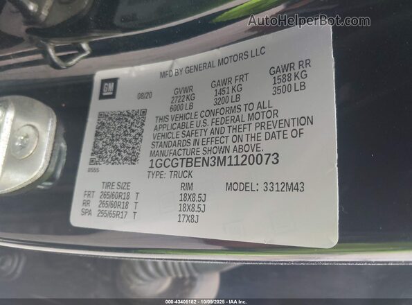 1GCGTBEN3M1120073 2021 CHEVROLET COLORADO Black Vista del compartimento del motor
