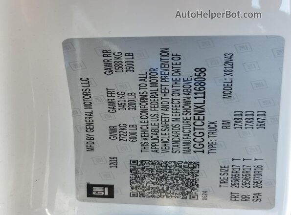 1GCGTCENXL1168058 2020 CHEVROLET COLORADO White Widok komory silnika
