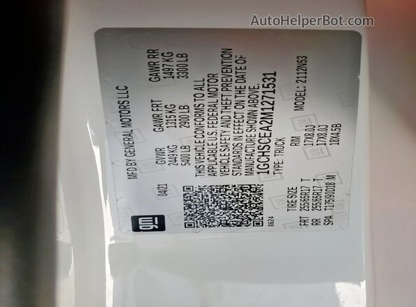 1GCHSCEA2M1271531 2021 CHEVROLET COLORADO White 