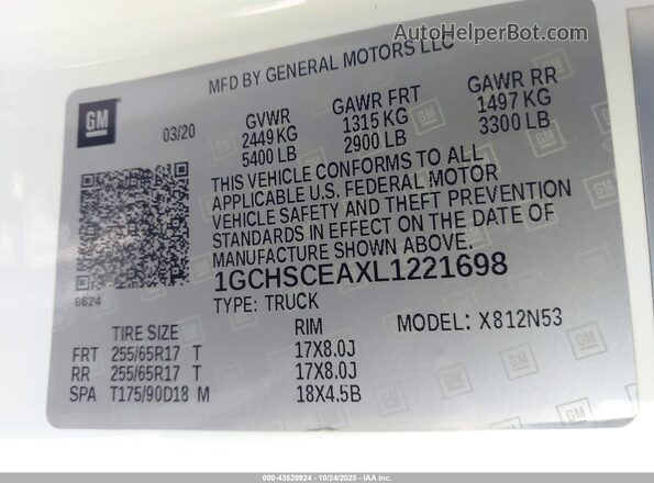 1GCHSCEAXL1221698 2020 CHEVROLET COLORADO Green Вид підкапотного простору
