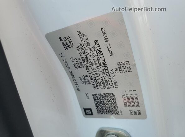 1GCHSCEN6L1196169 2020 CHEVROLET COLORADO White Вид підкапотного простору