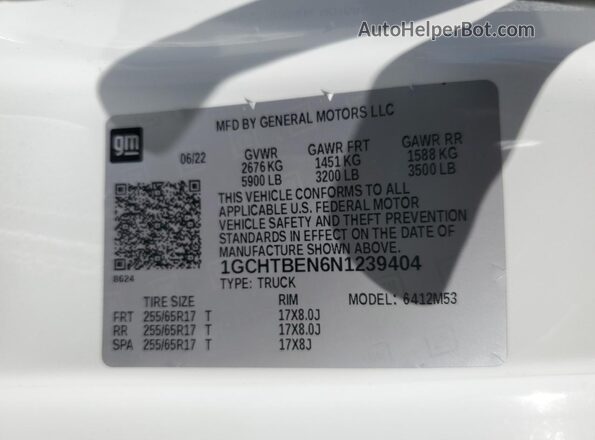 1GCHTBEN6N1239404 2022 CHEVROLET COLORADO Белый Вид подкапотного пространства
