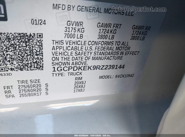 1GCPDKEK9RZ239144 2024 CHEVROLET SILVERADO Gray Widok komory silnika