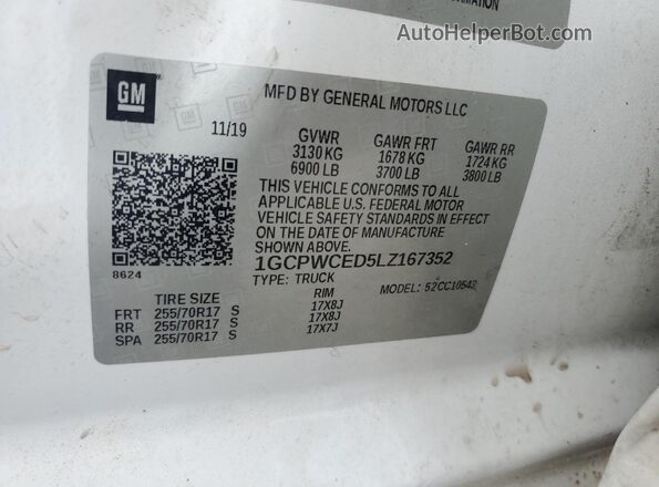 1GCPWCED5LZ167352 2020 CHEVROLET SILVERADO White Вид підкапотного простору