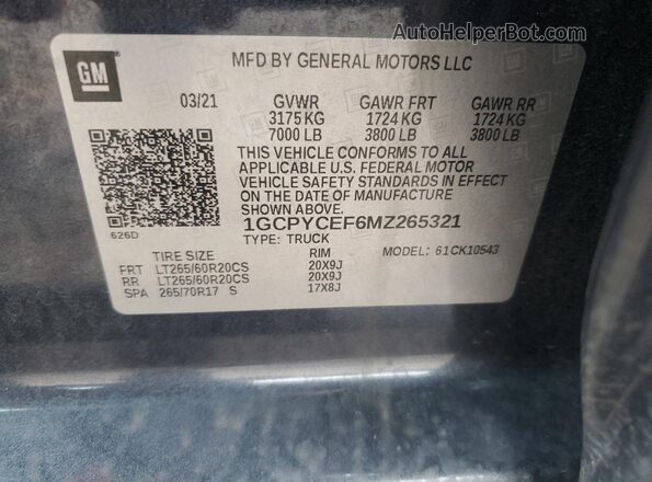 1GCPYCEF6MZ265321 2021 CHEVROLET 1500 Charcoal Widok komory silnika