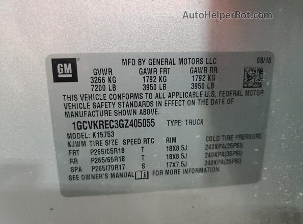 1GCVKREC3GZ405055 2016 CHEVROLET 1500 Silver Շարժիչի բաժամունքի տեսք