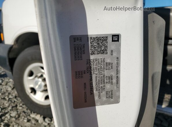 1GCWGAFP6L1134414 2020 CHEVROLET EXPRESS White VIN კოდის სტიკერის ხედი