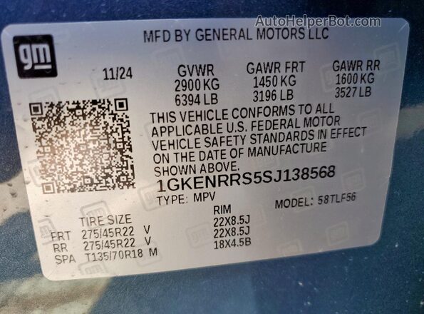 1GKENRRS5SJ138568 2025 GMC ACADIA Blue 