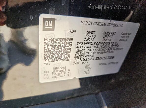 1GKS1DKL3MR112009 2021 GMC YUKON Black 