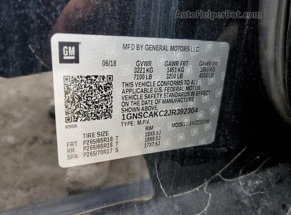1GNSCAKC2JR392304 2018 CHEVROLET TAHOE Black 