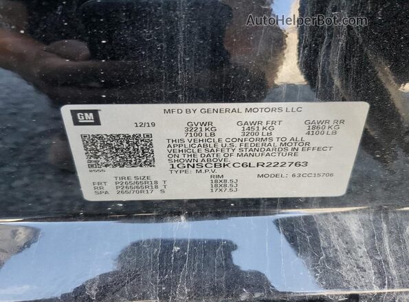 1GNSCBKC6LR222763 2020 CHEVROLET TAHOE Black Սալոնի 360 աստիճան տեսք