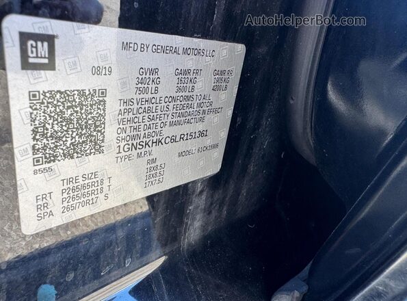 1GNSKHKC6LR151361 2020 CHEVROLET SUBURBAN Black Սալոնի հետևի տեսք