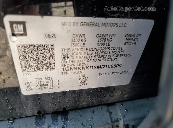 1GNSKNKDXMR106500 2021 CHEVROLET TAHOE Black 