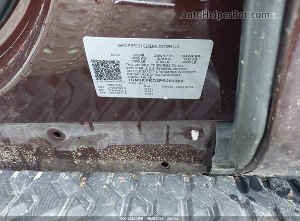 1GNSKPKD2PR292369 2023 CHEVROLET TAHOE Burgundy ძრავის განყოფილების ხედი