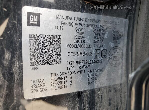 1GTP6FE19L1146347 2020 GMC CANYON Black 