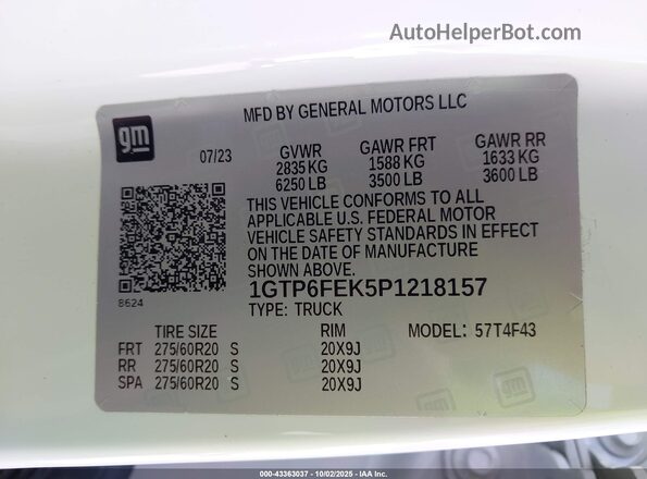 1GTP6FEK5P1218157 2023 GMC CANYON White Engine compartment view