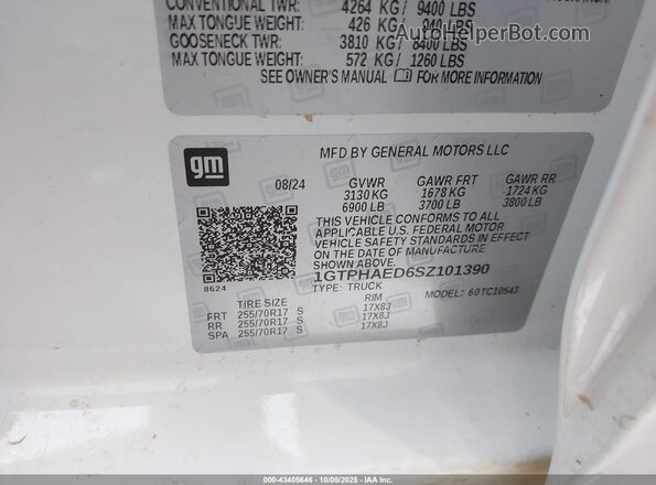 1GTPHAED6SZ101390 2025 GMC SIERRA White 